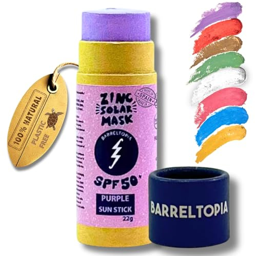 Barreltopia Surf Stick Solaire Visage 50+ Zinc Crème Couleurs - Protection Solaire Visage SPF 50 - Sunscreen Waterproof Éco Naturel