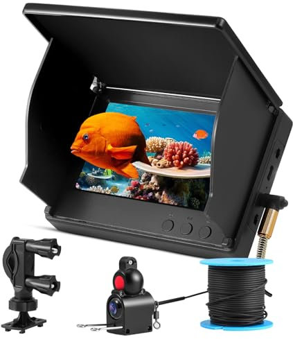 Caméra sous Marine de Pêche, Fishfinder avec Écran IPS 4,3 et Câble 30m, Vision Nocturne Infrarouge Grand Angle, IP67 Étanche, Détecteur de Poissons pour Pêche en Mer, Lac, Rivière et sur Glace