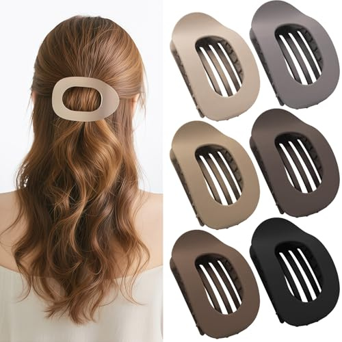 Sunshine smile 6 Stück Haarklammern für Damen, Entenschnabel Haarspange, Flat Claw Clip, Flache Haarklammern, Französisches Haarspangen, Haarspange Flach Dünnes Haar