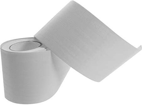 LALAFINA Self-Adhesive Flexible PVC Skirting Board Cover Tape 5m Roll White Wood Grain 5cm Height Peel and Stick Baseboard Trim for Wall Decoration in Bedroom Balcony Hallway