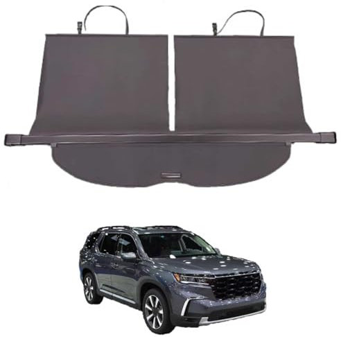 WBWBB Auto Einziehbarer Laderaumabdeckung Kofferraum für Pilot 2023-2025, Auto Einziehbare Hintere Kofferraum Hutablage Cargo Cover,Leather Material