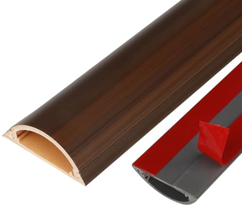 Unikicool Madera Pasacables Suelo,Pasacables Semicircular Suelo,Canaletas para Cables Adhesivas,Flexible,Evita tropiezos,Resistencia al pisoteo,para el Hogar,la Oficina,Lugar de Trabajo