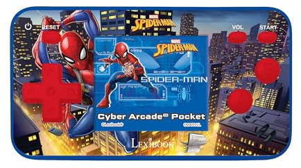 Lexibook, Spider-Man, Cyber Arcade Pocket-Konsole, rot/blau, JL1895SPLXB | 150 Spiele, LCD-Bildschirm, batteriebetrieben, rot/blau
