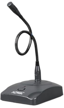 PUSOKEI Microfono Cablato a Collo di Cigno da Tavolo, Microfono a Condensatore Vocale con Cavo Montato su Tavolo con Spina da 6,5 ​​mm per Conferenze, Plug & Play