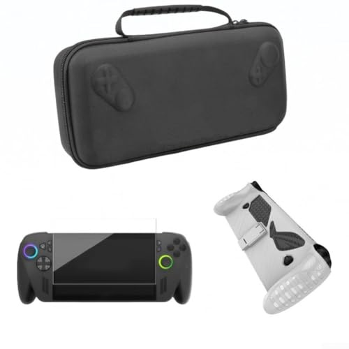 Custodia protettiva per Xbox-Ally X, cover antiurto in TPU con protezione per schermo in vetro temperato per console portatile ROG-Ally X e set di custodia (bianco)