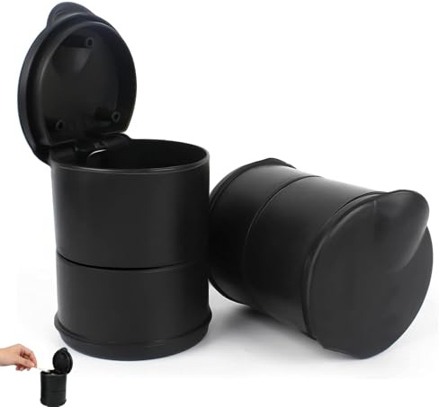 2 PCS Portable Ashtray, Car Ashtray with Lid Smell Proof, Portable Ashtrays for Cigarettes, Portable Car Ashtray Cup, for Cars Auto Truck(Black)