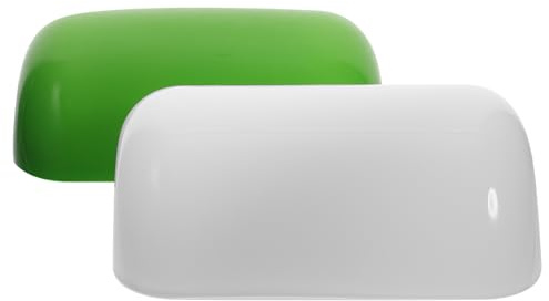 YARNOW Glas Lampenschirme 2 Stück Ersatz für Bankerlampen Retro Kleiner Grüner und Weißer Schirm für Arbeitszimmer und Wohnzimmer