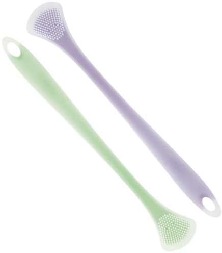HEMOTON Raschietti per Lingua Professionali 2 Pezzi in Silicone e Nailon, Leggeri e Portatili, Rimuovono Residui Alimentari una Pulizia Orale degli Adulti