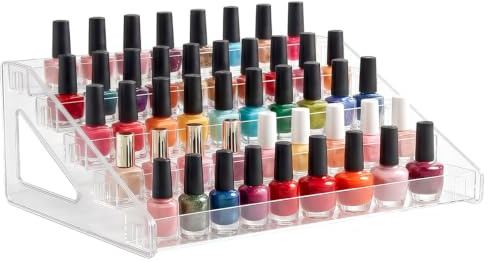 5-stegs förvaring nagellacksorganisatör, nagellacksställ sortera | Klart akrylnagellackshållare, universell nagellackshylla, nagelpolering arrangör hållare för parfym, kosmetika, hudvård