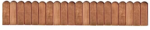 Foknhdi Cercado marrón de 120 cm de madera de pino impregnada, borde flexible para parterres, caminos y estanques, borde de bancales de madera, valla de jardín para delimitar parterres