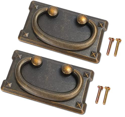 DUDUA 2pcs Vintage Antique Drawer Ring Pull Handles, Cabinet Door Furniture Handle Decoration (Yellow)