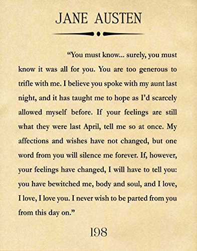 Jane Austen Mr Darcy Pride and Prejudice Book Art Wall Art Quote Literature Gift (8.3 x 11.7 (A4), Parchment)