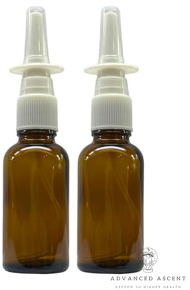 ADVANCED ASCENT Amber Glass 1 oz Nasal Sprayer! EMPTY, Refillable, Travel Sized, Quality Glass for Saline Applications! (2 Pack)