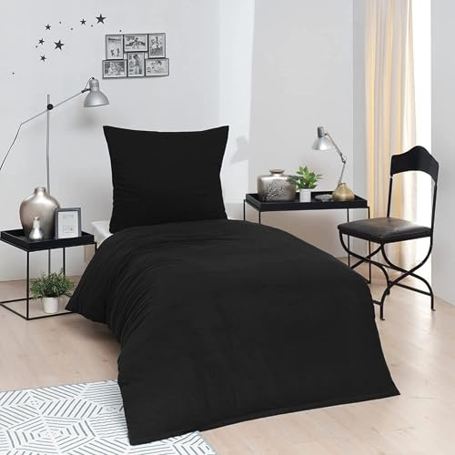 Brielle Bettwäsche aus 100% Baumwolle 135 x 200 cm - Bettwäsche-Set Renforce Schwarz, hohe Qualität, weich, einfarbig mit Öko-Tex-Zertifizierung