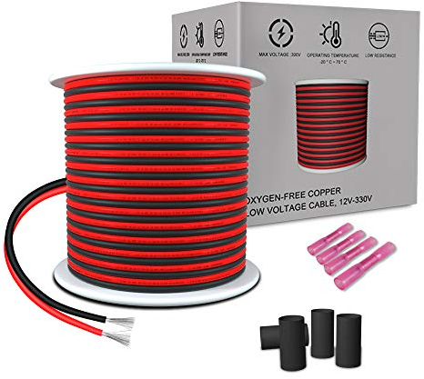 AOTOINK 18 Gauge Electrical Wire 2x0,8mm², 65.6ft/20M Extension Cable 18 AWG Tinned Copper Electric Wire 2 Core for Led Strips Single Color 3528 5050,12 LEDs Tube/Bulb/Ribbon Lamp Tape/Lighting