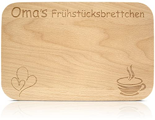 Hochwertiges Frühstücksbrettchen aus Holz,Geschenkidee für Oma, Geschenkidee ideal zum Geburtstag oder zu Weihnachten, Oma's Frühstücksbrettchen