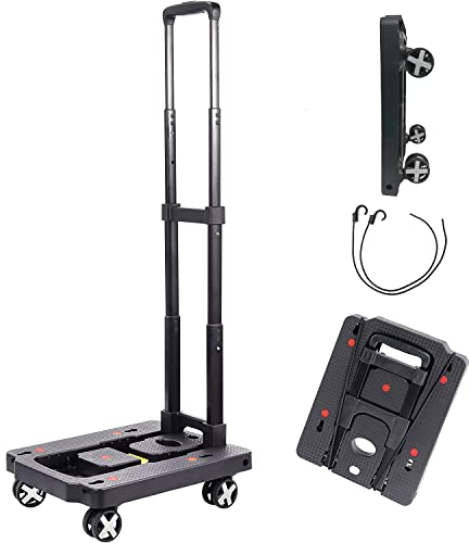 MAXBROTHERS Sackkarre klappbar, Aluminium Transportkarre klappbar, 50 kg/110 lb Tragfähigkeit, integrierte Spanngurte, mit versenkbarem Griff, große Leichtlaufräder mit weicher Lauffläche