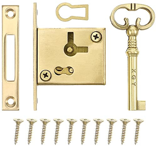 VILLCASE Vintage Wardrobe Locks with Key, Retro Cabinet Cupboard Jewelry Box Decorative Lock with Mounting Screw, Ideal for Drawer Jewelry Box