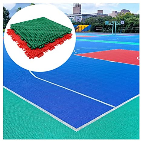 Tapis Caillebotis en Caoutchouc Carreaux De Sol Modulaires À Emboîtement, Sol Sportif En Plastique Résistant Aux Intempéries Avec Trous De Drainage, Tapis De Sol Multifonctionnels En Interlock, 30,5 X