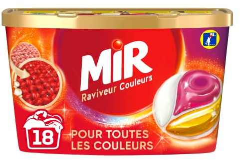 Mir - Reavivador colores detergente especial textiles de colores, 18 cápsulas