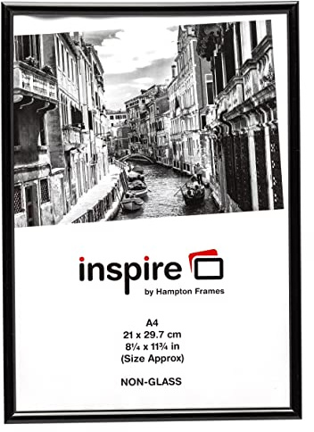 Hampton Frames | A4 Backloader Picture Frame, 21x29.7cm, Black, Acrylic Front | Easy-Load Design, Lightweight | For Posters, Photos, Certificates, Home or Office Display