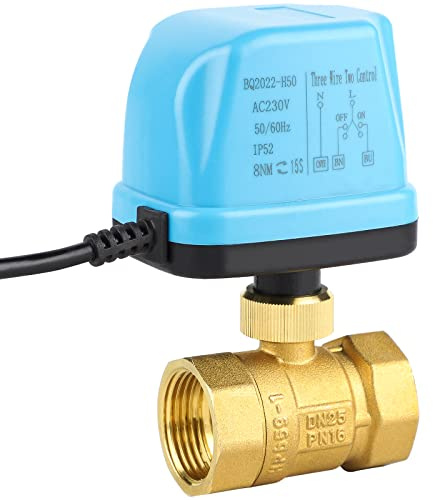 SWAWIS 2 Wege Motorkugelhahn Zonenventil Kugelventil DN25 G1 Zoll AC 230V | Motorventil Elektrisches Ventil Messing Absperr Umschalt Zweiwegeventil für Flusssteuerung