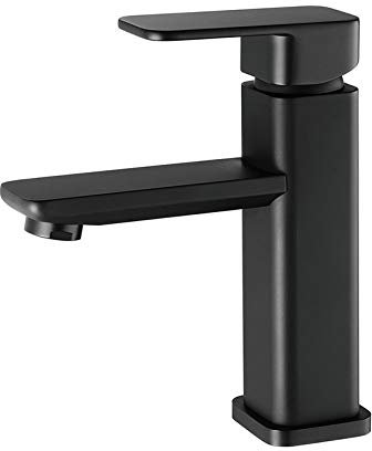 Bathroom Faucet Single Handle Bathroom Sink Faucet Countertop Installation, Basin Mixer Tap Hot and Cold Adjustable, for Kitchens, Washstand and Motorhomes, Brass, Black,style 1