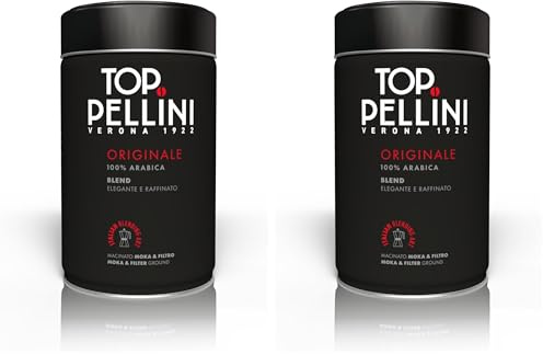 Pellini Café Top 100% Arabica, Café Moulu pour Moka à l'Arôme Intense et Enveloppant, Mélange 100% Arabica à la Torréfaction Délicate, Paquet de 250g