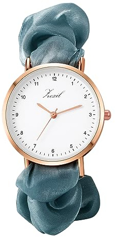 JewelryWe Uhren Damen Elastisch Haarband - Einzigartige Einfache Analog Quarz Armbanduhr Frauen Mädchen Uhr mit Haargummi Elastisch Armband Geschenk