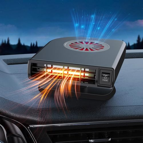 TOTMOX 150W Autoheizung - Schwarze tragbare Autoheizung mit Zigarrenanzünder - 12V Reinigermodell - für Auto mit elektrischem Strom 10A
