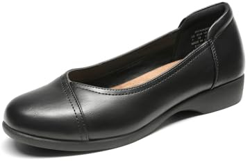 Dream Pairs Zapatos Planos de Ballet para Mujer, cómodos Zapatos de Vestir para Oficina de Negocios para Soporte de Arco, Elegantes y Trabajo con Plantilla Moldeada 3D, Black, 39.5 EU