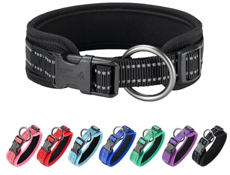 EXCELLENT ELITE SPANKER Breites Hundehalsband aus PU-Material mit Schnalle | Reflektierendes Hundehalsband, verstellbar für kleine, mittlere und große Hunde, zum Spazierengehen, Training und Laufen