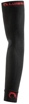 Lurbel Rally Pro, Manguitos compresivos, manguitos para correr, brazaletes para brazos, mangas para brazos, mangas de trail, unisex (L (35-39), Negro/Rojo)