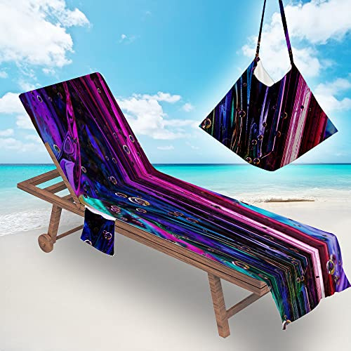 Treer Telo Mare Grande Telo Mare Microfibra con 2 Tasche Laterali, 3D Dipinti a Olio Asciugamano Sciugatura Rapida 210x75cm Asciugamano Mare per Spiagge, Piscine, Estate (Viola Intenso,210x75cm)