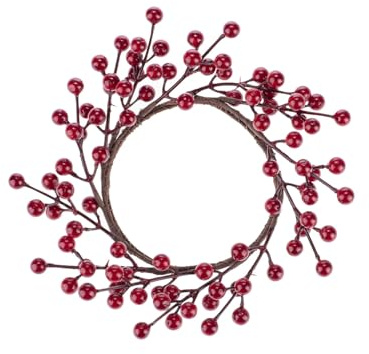 GLOREX 6 3805 503 - Dekokranz mit roten Beeren, ca. 23 x 23 x 3 cm großer Beerenkranz, geeignet als Tisch-, Wand- oder Türschmuck