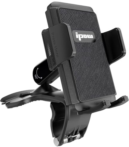 ipow Kfz-Armaturenbrett-Handy-Clip-Halterung, 360 Grad drehbar, Lenkrad-Klemmhalterung (Nicht universell kompatibel mit iPhone 17, 16, 15 Pro Max und 4-7 Zoll Smartphones