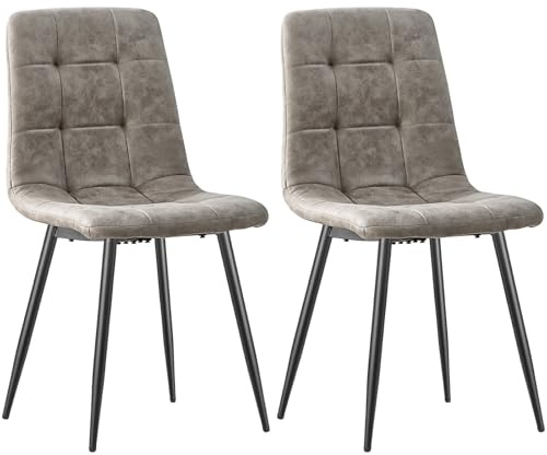 LEWE Esszimmerstühle 2er Set, Mikrofaser-Kunstleder Polsterstuhl | Stühle Esszimmer mit Hoher Rückenlehne, Schwarzen Metallbeinen, gepolsterte für Esszimmer, Küche und Lounge Rezeption