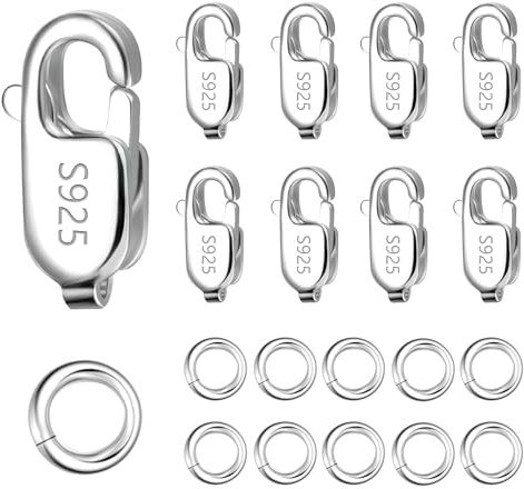 ALEXCRAFT Chiusure Per Braccialetti Argento con Anelli da Salto Chiusure Gancio Argento 9Chiusura Collana Moschettoni Per Collane Anellini Per Bigiotteria Fai da Te