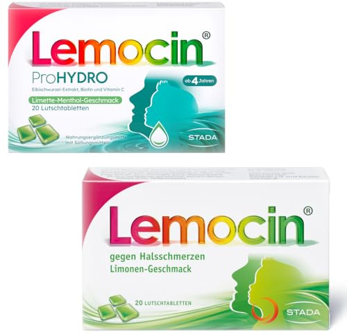 Lemocin gegen Halsschmerzen Limone 20 Lutschtabletten & Lemocin ProHydro 20 Lutschtabletten Sparset bei Halsschmerzen und Erkältungen