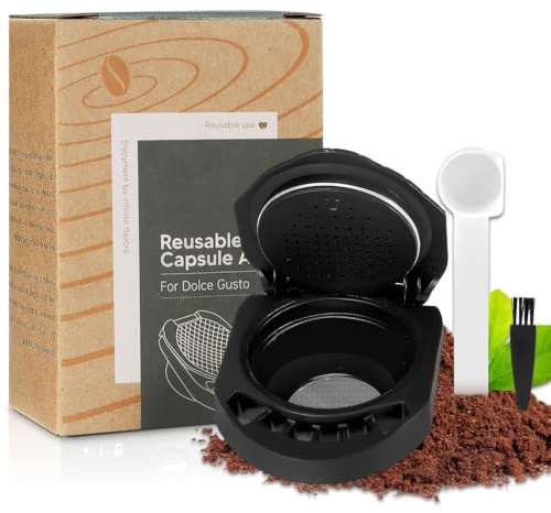 Adaptateur de capsule réutilisable pour machine à café Dolce Gusto, plateau à poudre avec cuillère et brosse, adaptateur de dosettes de café rechargeable compatible avec Piccolo XS/EDG 305/EDG 606.S