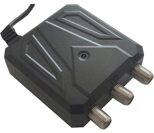 Alimentatore Antenna TV 12V 300mA - Distribuzione Segnale 2 Uscite F Femmina - Amplificatore Domestico