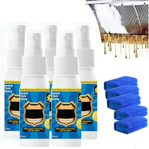 Magisches Entfettungsspray, Mehrzweck-Reinigungsspray ohne Abwaschen, Küchenreiniger-Spray, Entfetter für Öfen, Herde, Töpfe und Pfannen, Spülbecken (30ML,5PC)