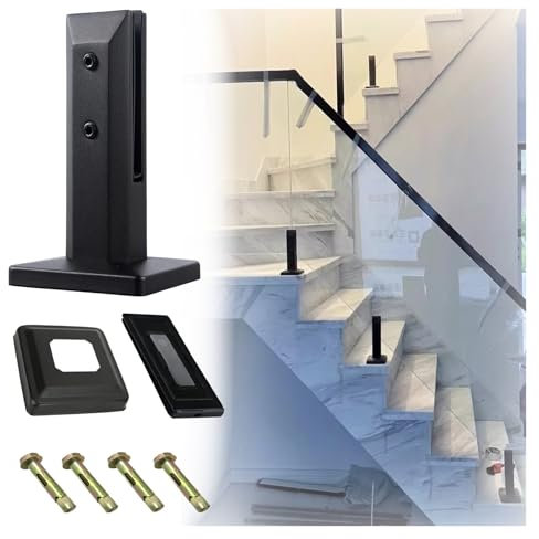 Poteaux de clôture en Verre, Pinces Noires pour Garde-Corps en Verre pour escaliers, terrasses, balcons, 31 Paquets