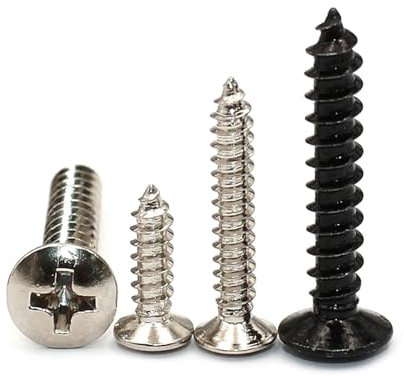 MIUYTRN 100Pcs M2 M2.1 M2.3 M2.4 Medium Carbon Steel Cross Phillips Raised Countersunk Head Half Oval Screw Bolt L=6/10/15/16/18mm cuicui(Black zinc-03)