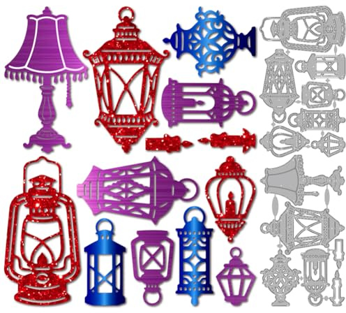 MAYJOYDIY Vintage Öllampe Metall Stanzformen Europäische Tischlampe Stanzschablonen Kerzenlaterne Prägevorlage Scrapbooking Werkzeug Für DIY Bastelkarten Album Festliche Geschenkdekorationen