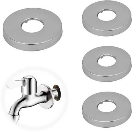 tiyiyok 4 Pièces Rosace Mitigeur Douche, 26 * 70 * 10mm Cache Mitigeur Douche, Cache Tuyau Radiateur, Rosace de Robinet, Applicable aux Conduites d'Eau, aux Tuyaux de Chauffage (Argent)