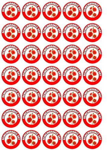 Remembrance Day Poppy - Edible Cupcake Toppers - Wafer or Icing - Remembrance Sunday Party Themed Celebration Cake Decorations for Cupcakes, Cookies, Brownies, Muffins & More!