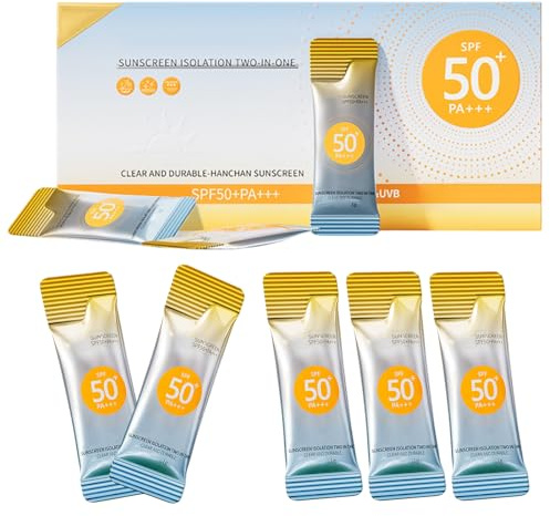 50 Pcs Mini Sunscreen Travel Size, Mini Sun Cream Multipack, Sunscreen SPF 50+, for Outdoor, Travel & Daily Use