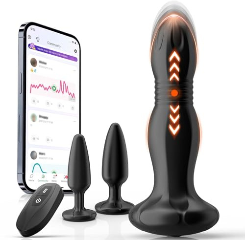 Plug Anal Vibrant Kit Gode Homme Pour Anus Sex Toys - Vibromasseur Sex Toýs Plug Anale,Prostate Homme avec 10 Vibration et 3 Poussée Modes, Plugs Anals Plug Femme Débutante, Prostate Stimulateur