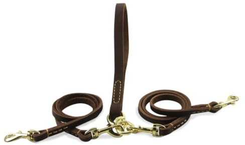 Milisten Correa de Tracción Doble para Perros y Cachorros, Resistente y Transpirable, Hecha de Cuero Natural, Adecuada para Paseos al Aire Libre y Viajes